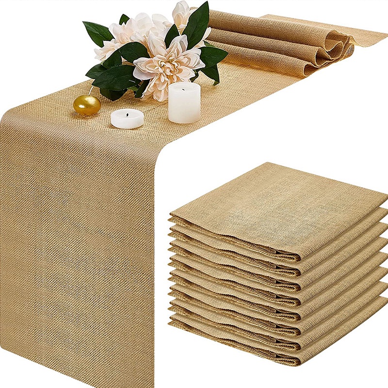 Long Jute Roll Table Runner Linen Rope Braided Dining Table Retro