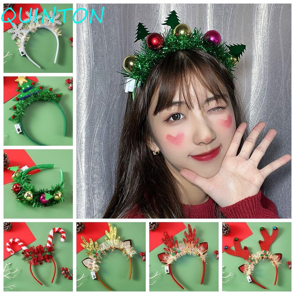 QUINTON LED Christmas Headband, Christmas Decoration Glowing Elk Hair