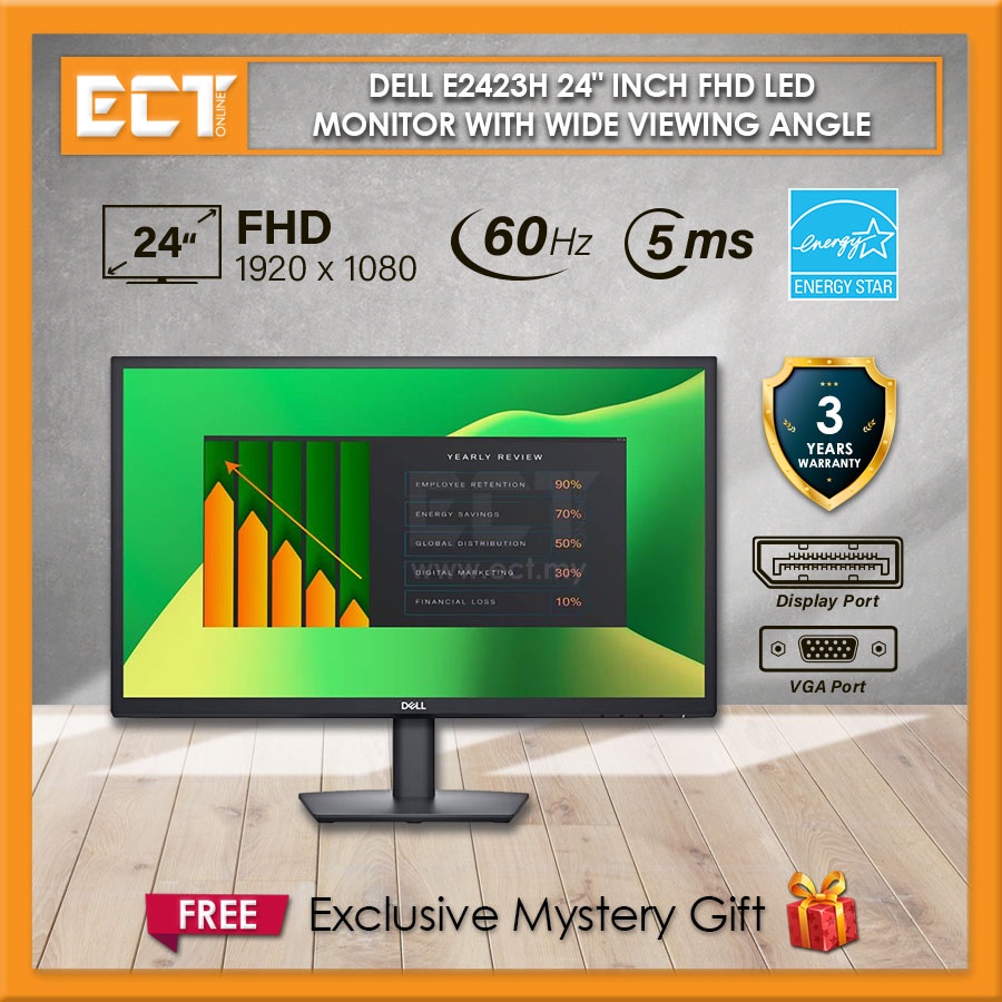 Dell E2423H 24" Inch FHD 1920x1080 LED Monitor with Wide Viewing Angle