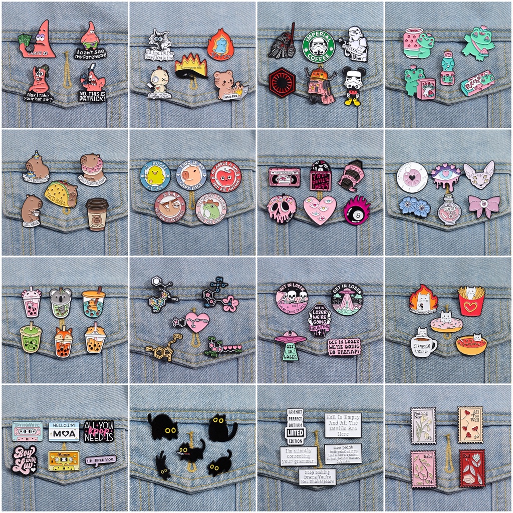 2-6Pcs/Set New Cartoon Anime Peripheral Character Enamel Brooch Cute ...