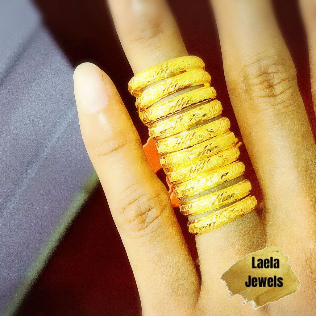 LAELA CINCIN BELAH ROTAN BAJET EMAS TULEN 916 GOLD RING | Shopee Malaysia