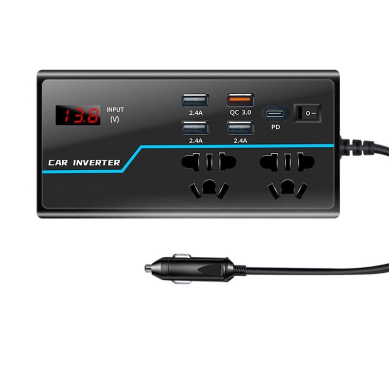W* Portable Car Inverter Converts 12V 24V to 110V 220V with Voltages ...