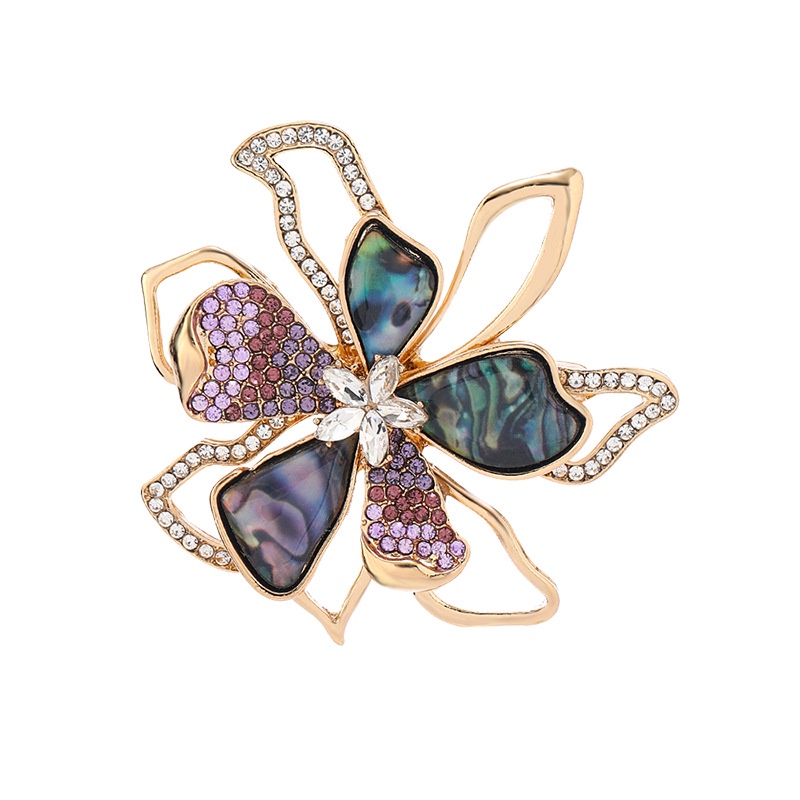 Precious Abalone Shell Bow Rhinestone Brooches New High-end Flower Pins ...