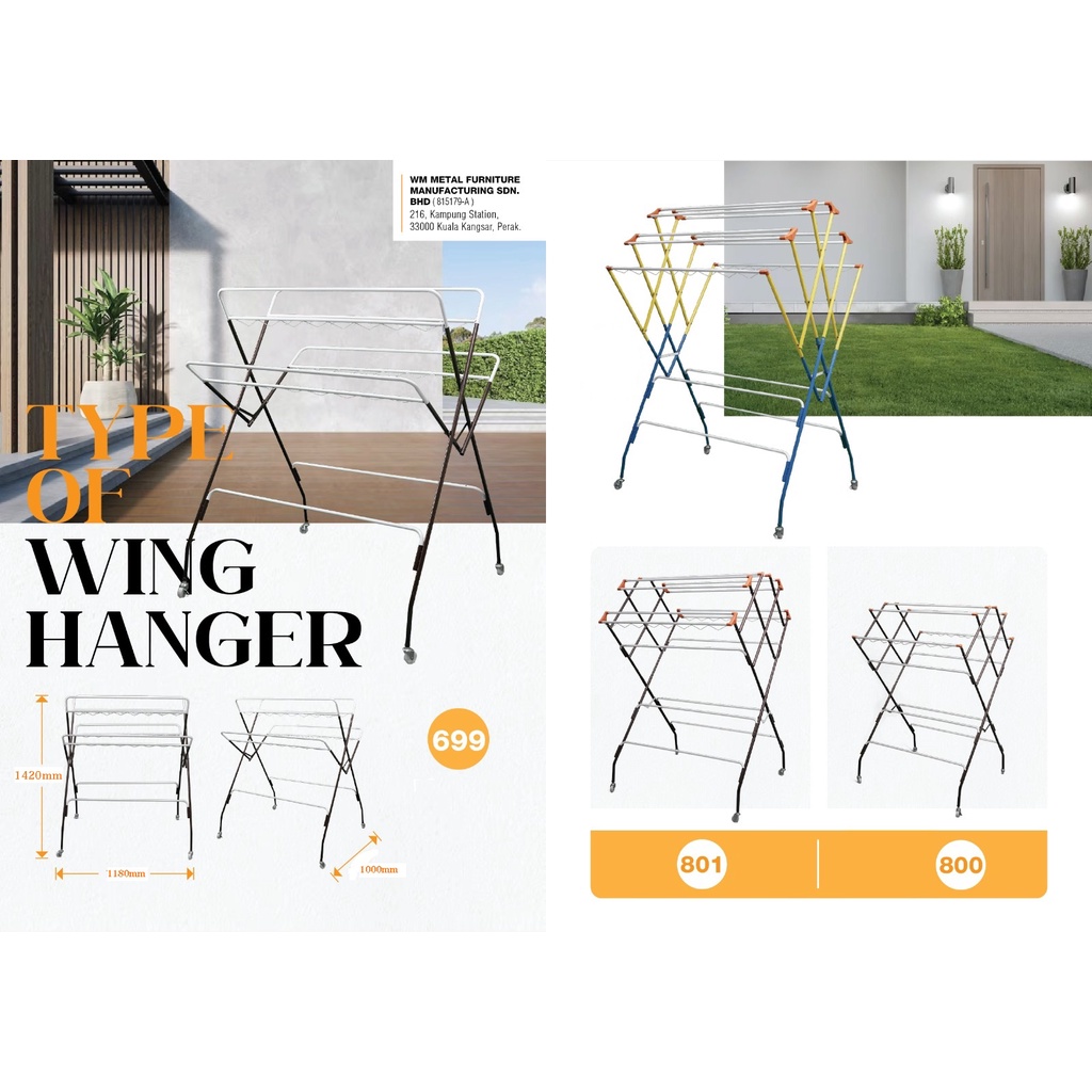 Wing Hanger WM-3838=10bars wing hanger/ rak sidai kain/ baju/clothes ...