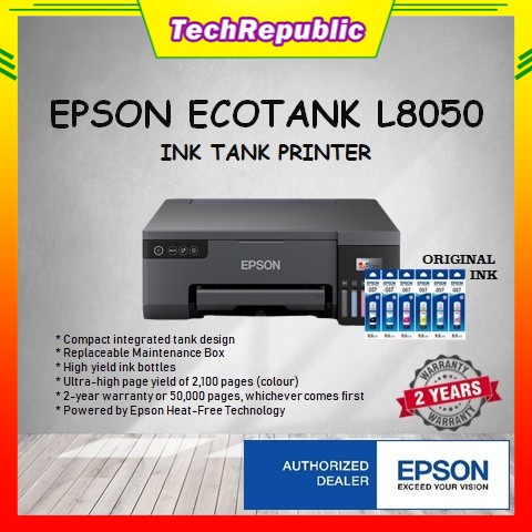 Epson EcoTank L8050 Ink Tank Photo Printer A4 ( PRINT ONLY ) | Shopee ...