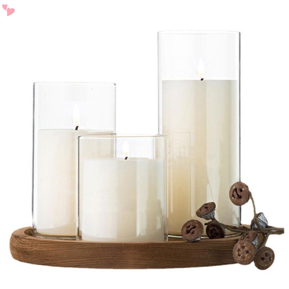 Glass Hurricane Candle Holder Cylinder Votive Candle Holders for Pillar Floating Candles