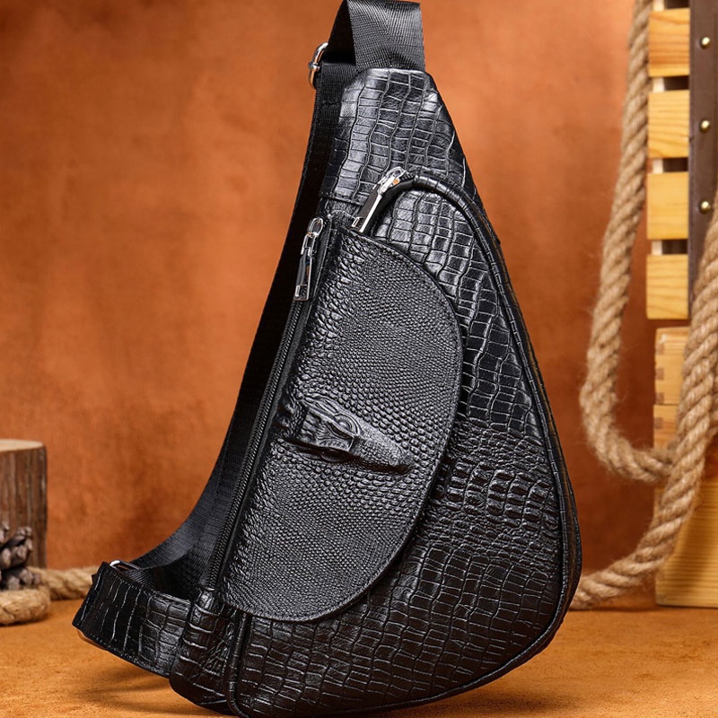 VALICLUD Men's Leather Waist Bag - Waterproof Crossbody Chest Pack For Sports & Daily Use