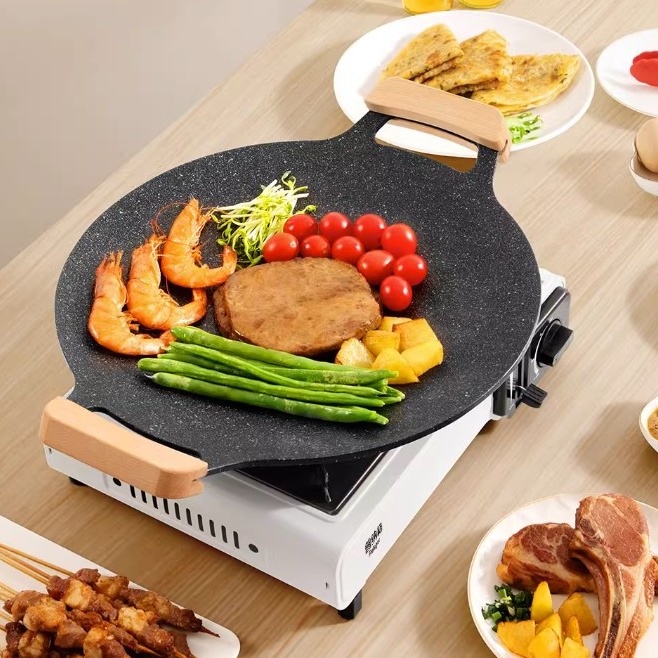 Korea Non-Stick BBQ Grill Pan Korean Outdoor Camping Indoor Frying Pan ...