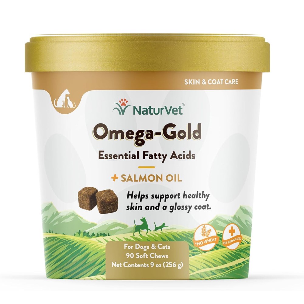 NaturVet Omega Gold Plus Salmon Oil, Healthy Skin & Glossy Coat, with
