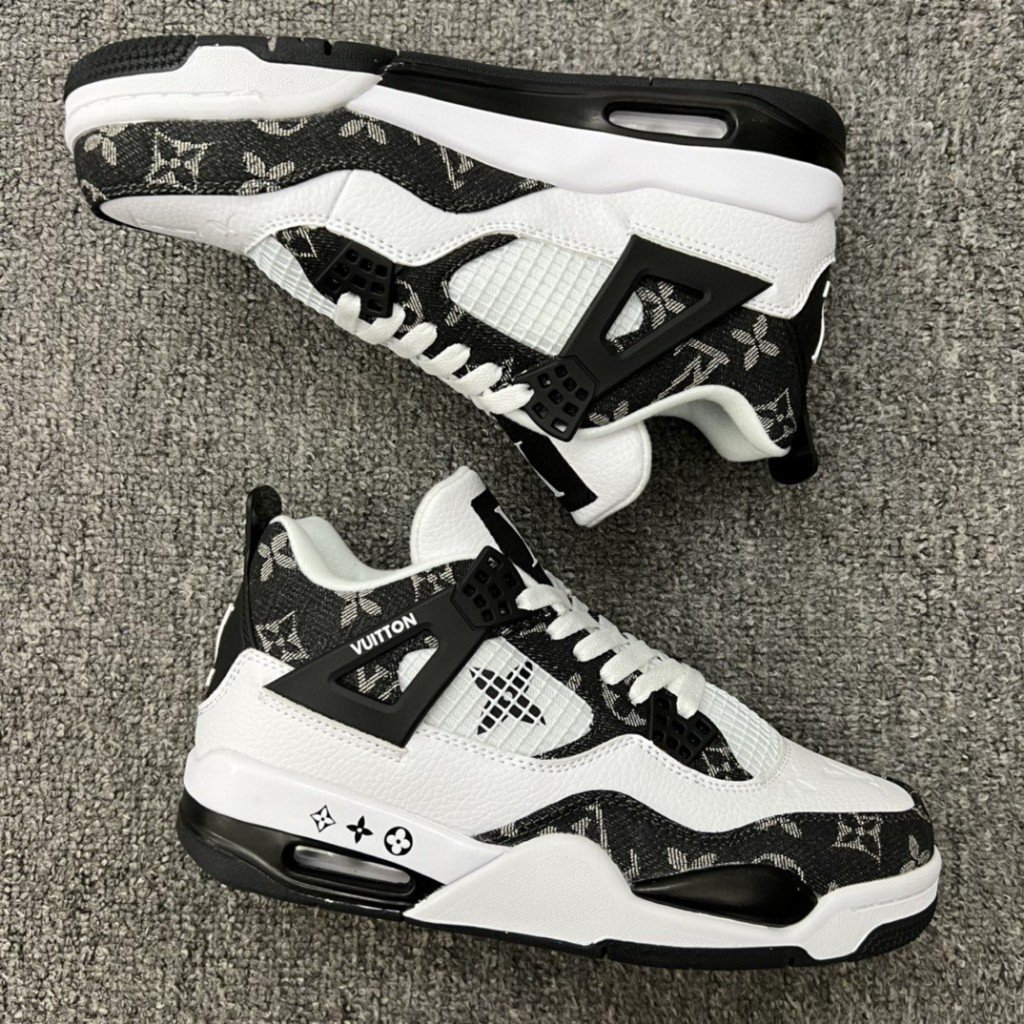 Louis Vuitton x Air Jordan 4 Retro Louis Vuitton LV Black White Jordan ...