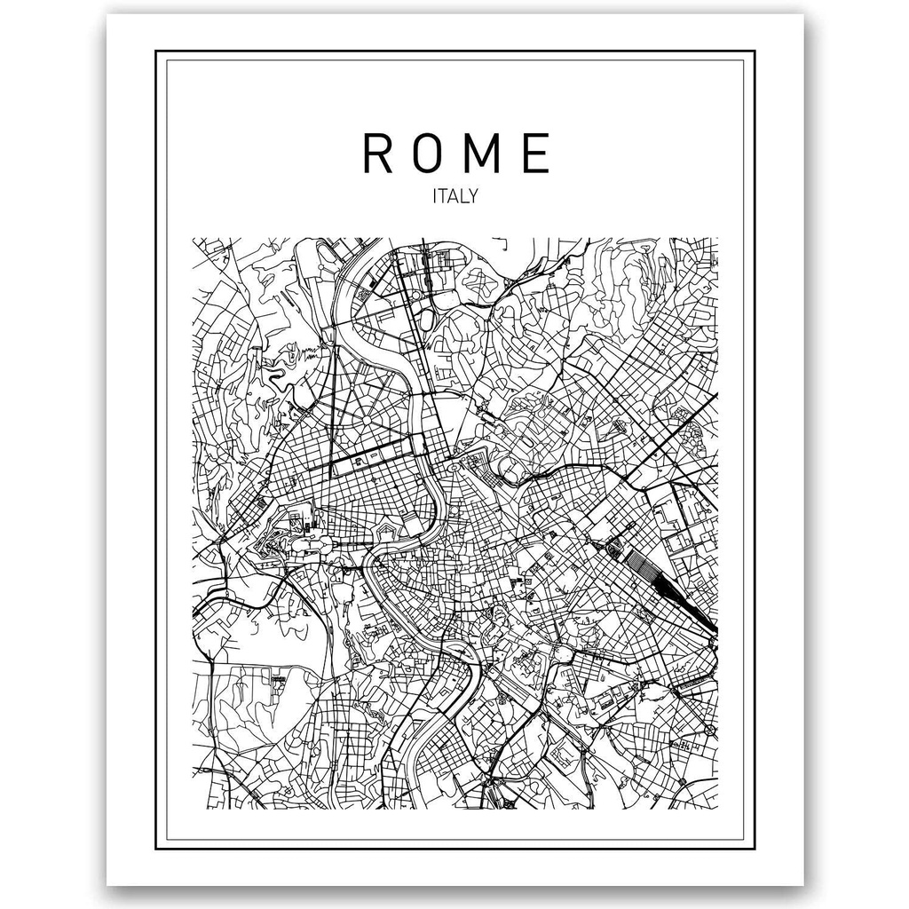 Rome Map Rome Print Map of Rome Italy Map Italy Wall Art Map Print ...