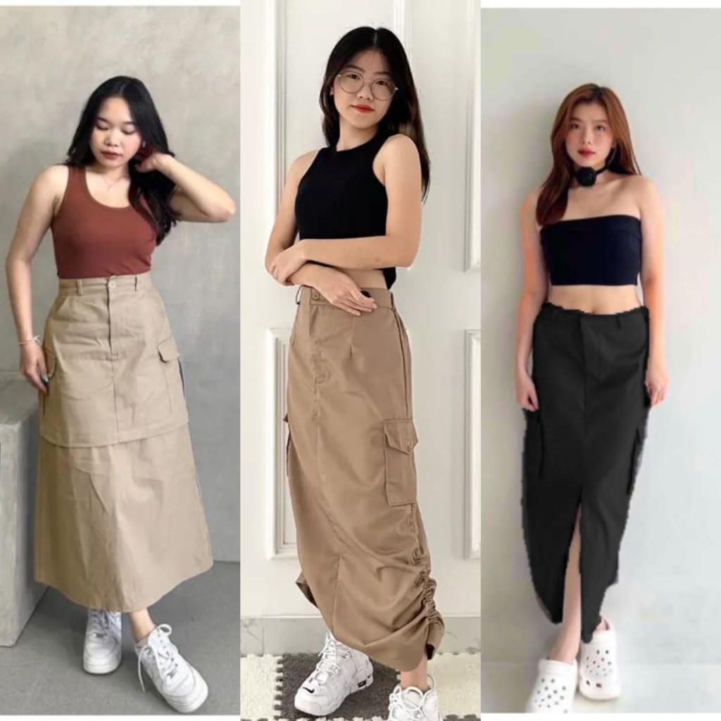 Drawstring twill skirt hot sale