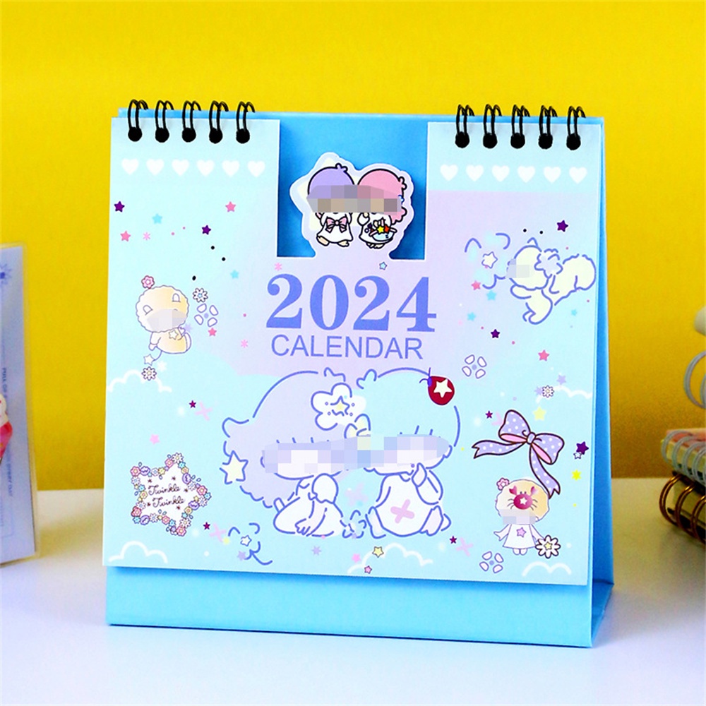 Sanrio 2024 Calendar Mini Desk Calendar Cartoon Hello Kitty Cinnamoroll Pochacco Tabletop 3568