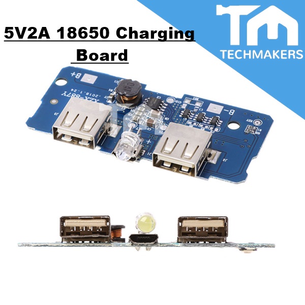 5V 2A Dual USB 18650 Lithium Power Bank Charging Board Circuit Step Up Module 5V2A LED Indicator Charger Module