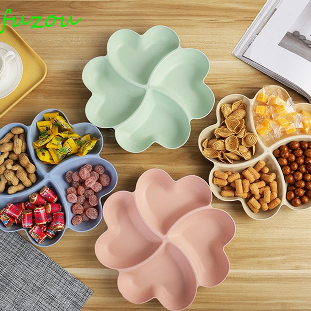 FUZOU Food Storage Tray, 4-Compartment Four Leaf Clover Shape Appetizer ...