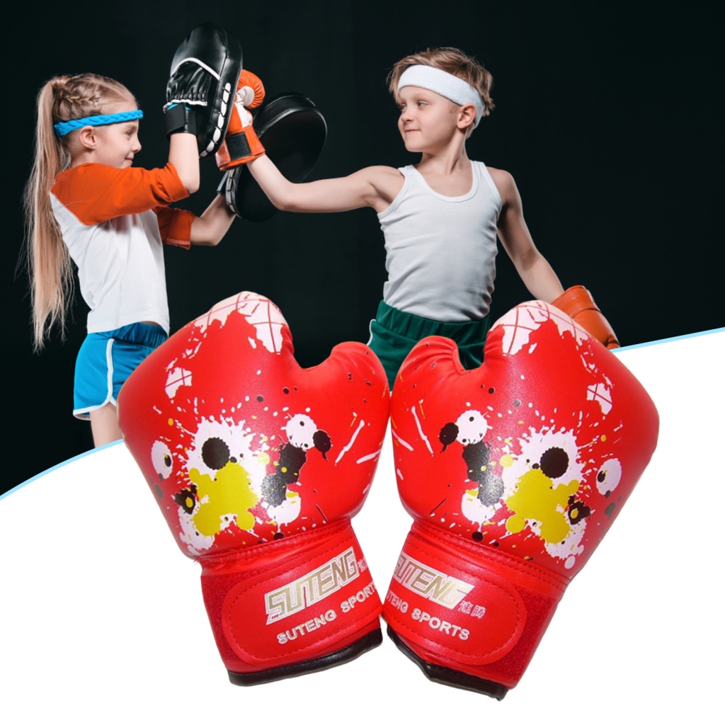 1 Pair Children Boxing Gloves Ergonomic Damping Protect Hand Faux ...