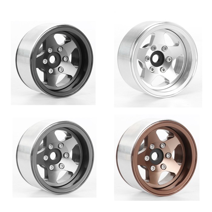 6-spoke Aluminum CNC Rims -4.4/2.8mm Offset 1.55 inch Wheel Rim for RC ...