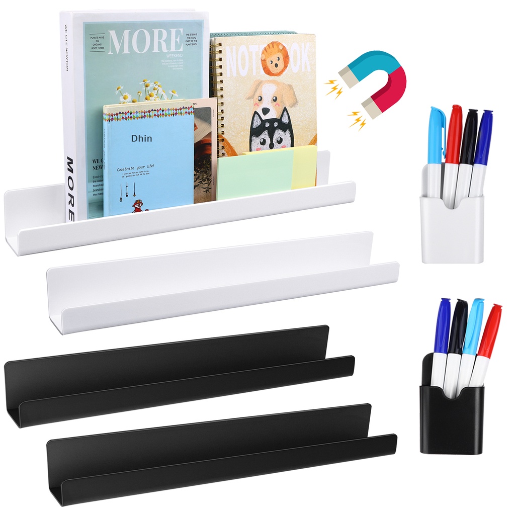 [Dhin] 4 Pcs Book Shelf For Whiteboard Classroom Acrylic Book Holder Display