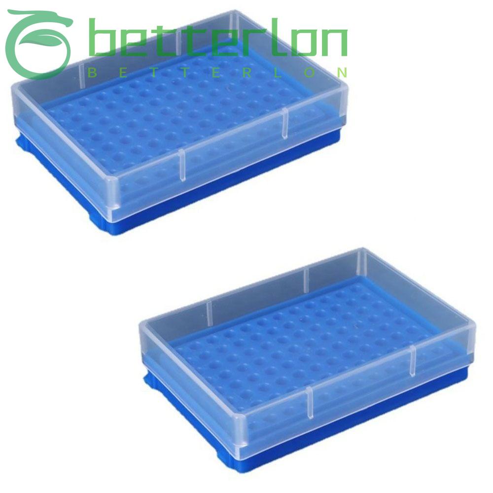 BETTERLONTIME 2pcs PCR Tube Rack, 13cm*9cm*3cm Blue Microcentrifuge