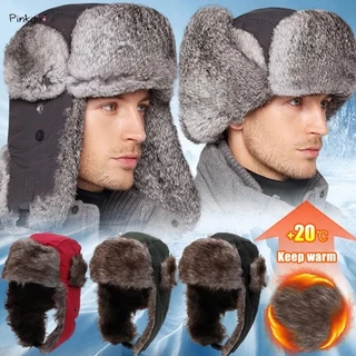 Trend Winter Trapper Hat with Mask Thermal Bomber Hats Men Women Fashion  Ear Protection Face Windproof Ski Cap Velvet Thicken Russian Hats