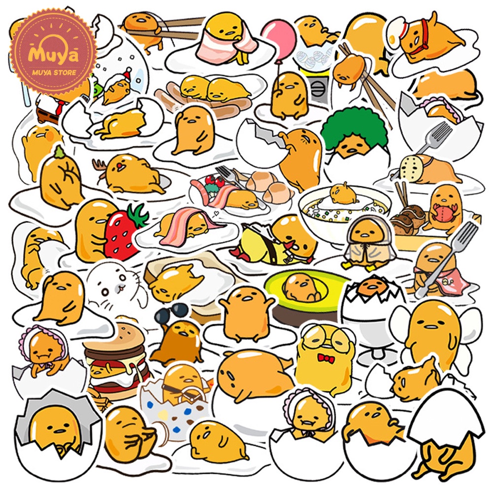 MUYA 50pcs Sanrio Gudetama Mini Stickers Waterproof Cartoon Vinyl ...