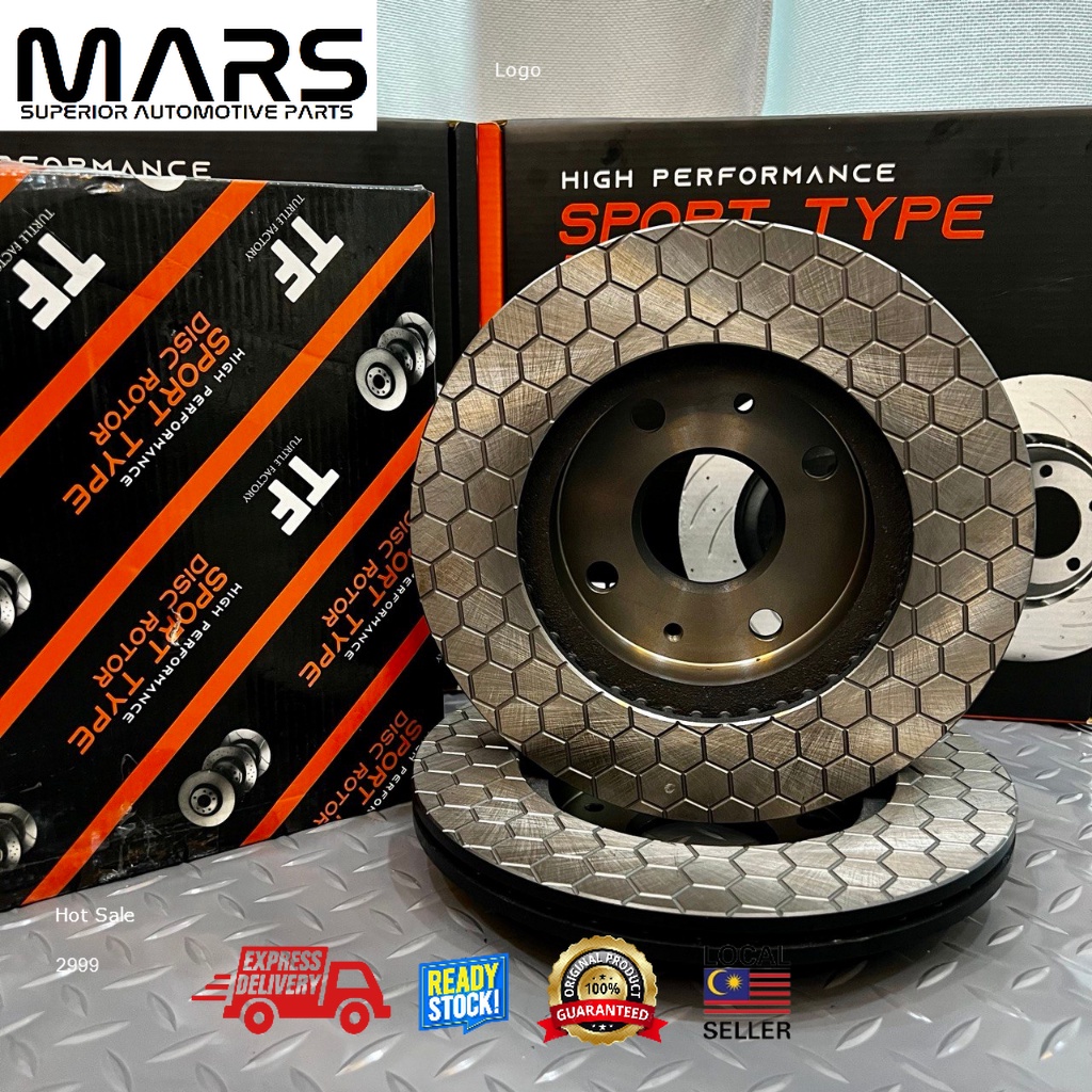 ORIGINAL TF SLOTTED & DRILLED DISC ROTOR HONEY COMB (FRT) FOR PERODUA ...
