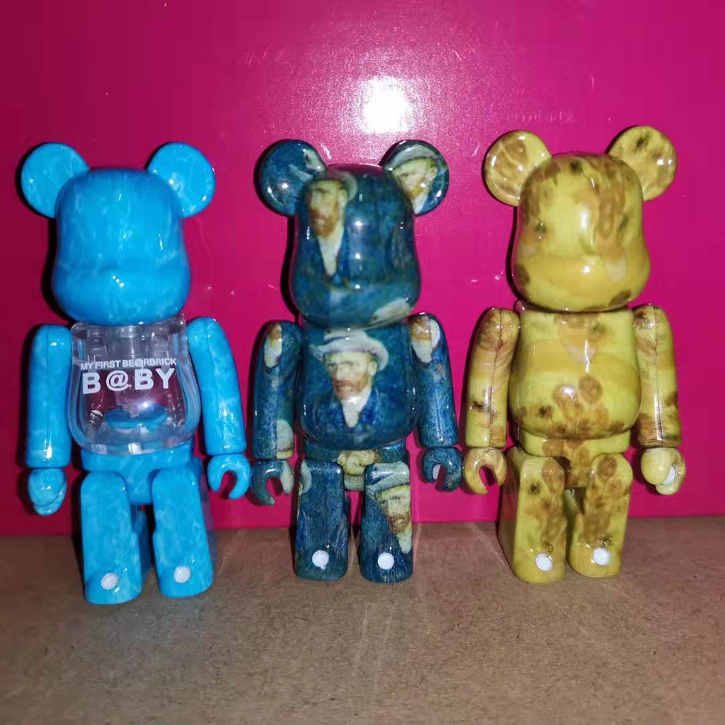 Bearbrick 100&400 violent bear Van Gogh water ripples sunflower brick