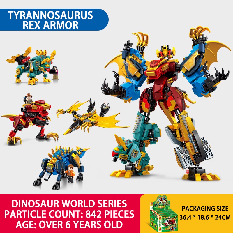 SEMBO 4in1 Transforming Robot Mecha Building Blocks Kits Dinosaur World ...