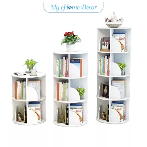 360 Rotating turning bookshelf book rack space saver rack rak buku ...