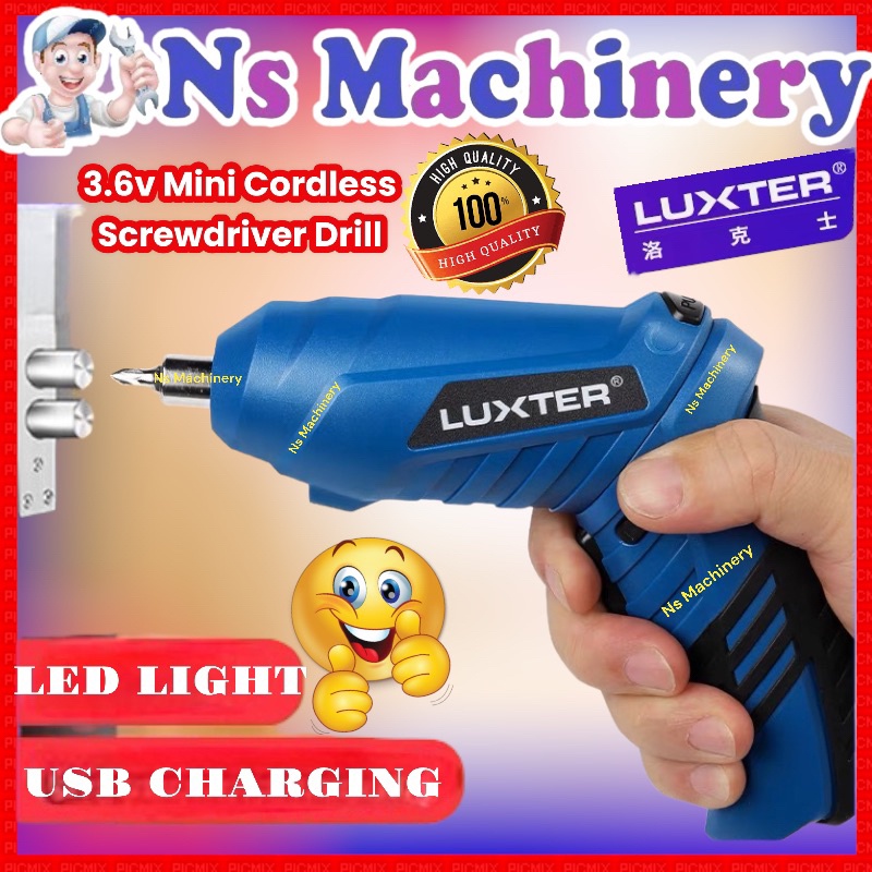 Luxter 3.6V Led Lihtium Ion Cordless Screwdriver With Screws Bits USB