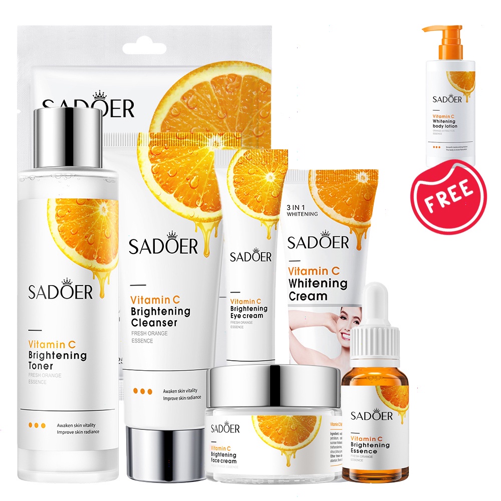 SADOER Vitamin C Whitening Brightening Free Body Lotion Skin Care Set