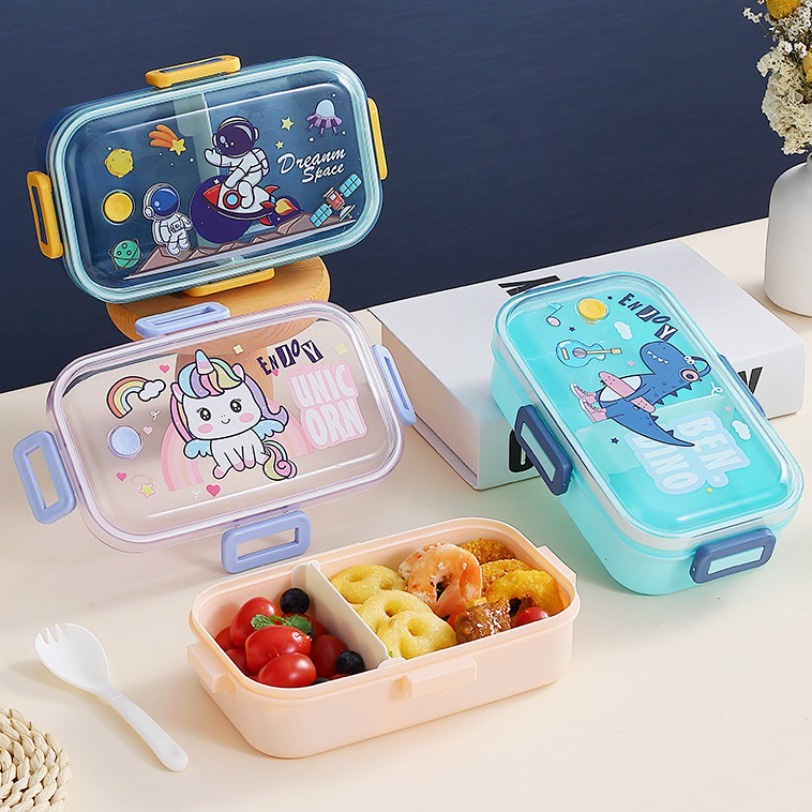 530ml /700ml Microwavable bento Box Cartoon Lunch Box 2 Slot Portable ...