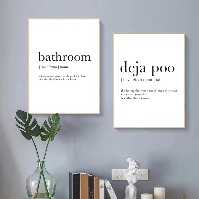 Bathroom Definition Canvas Painting Print Deja Poo Minimalist Poster