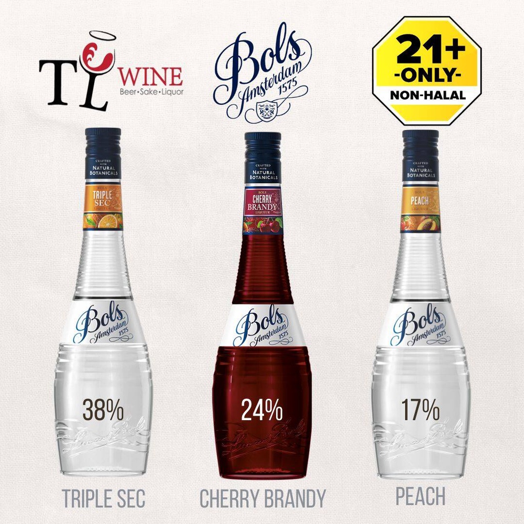 Bols Triple Sec/ Cherry Brandy/ Peach 750ml (Alc1738) Duty paid 100