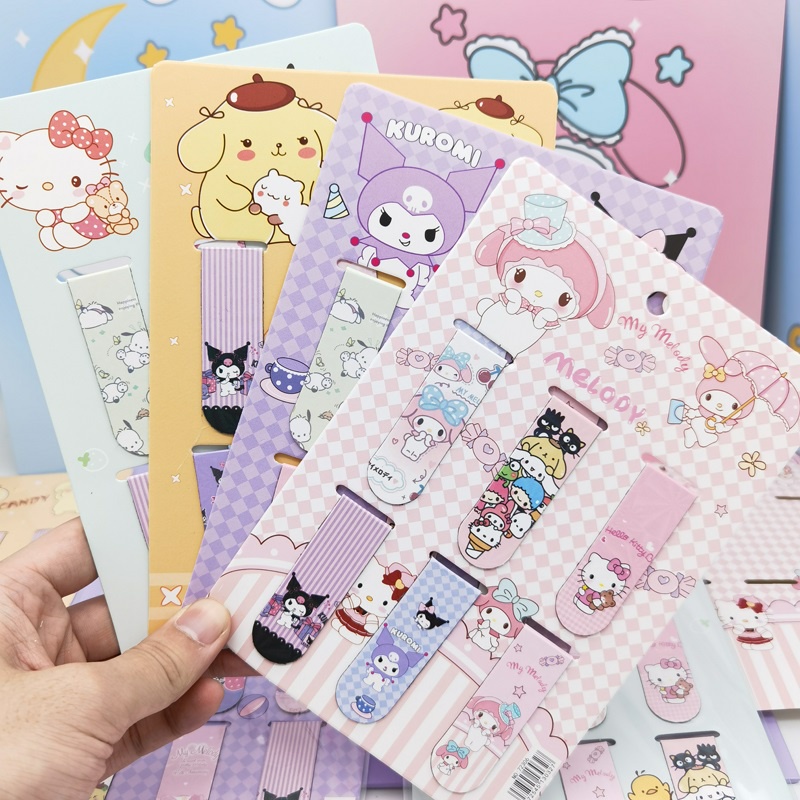 Sanrio Bookmark Kuromi Cute Pattern 6pcs Magnetic Bookmarks Page Clips ...