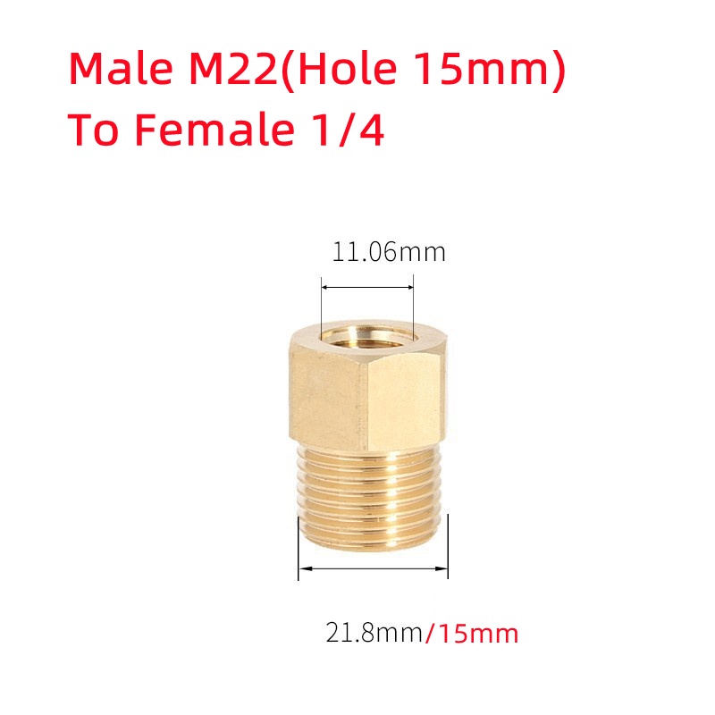 Brass 3 8 1 4 M14 M18 M22 Thread Connector Male Female Adapter For