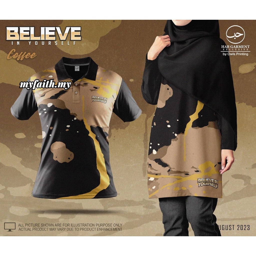 Jersey Muslimah Coffee Tshirt Women/Men Muslimah Jersey Couple Set