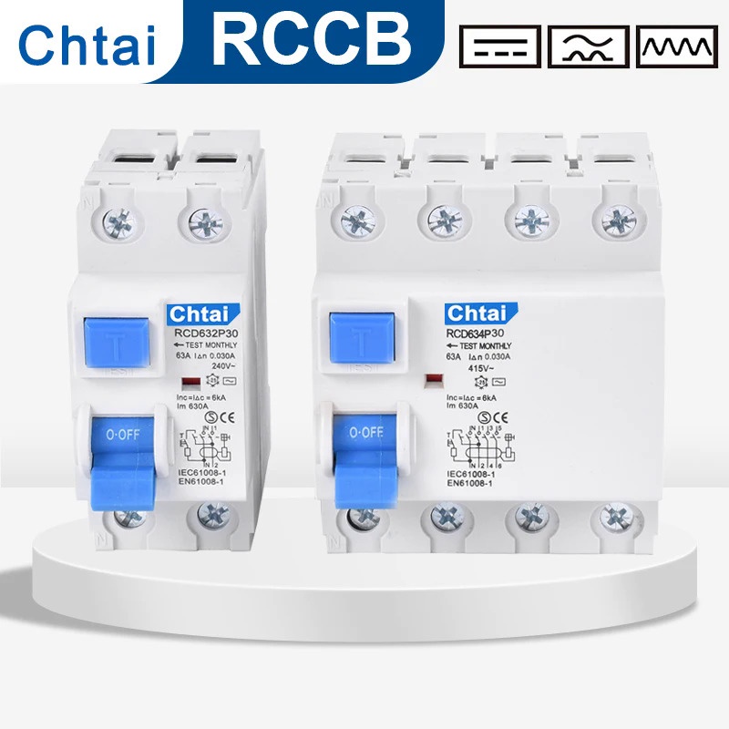 RCCB AC/A/B Type B RCD 2P 4P 63A 30ma 6kA Residual Current Smart ...