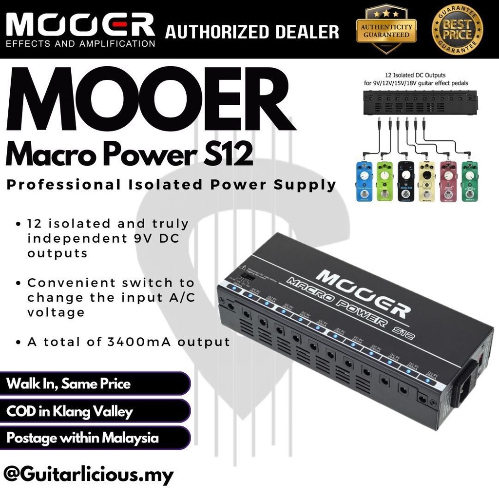 MOOER Macro Power S12, 12 Ports Effects Power Supplies for Guitar ...