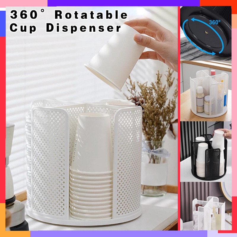 Coffee Station Dispenser Rotating Cup & Lid Holder Organizer - 4 ...
