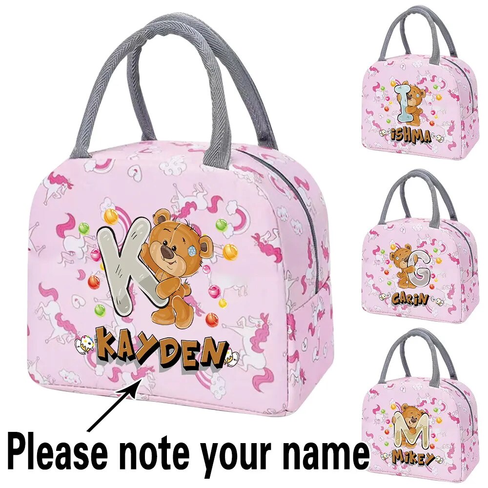 Customize Any Name Thermal Lunch Bag for Women Portable Lunch Box
