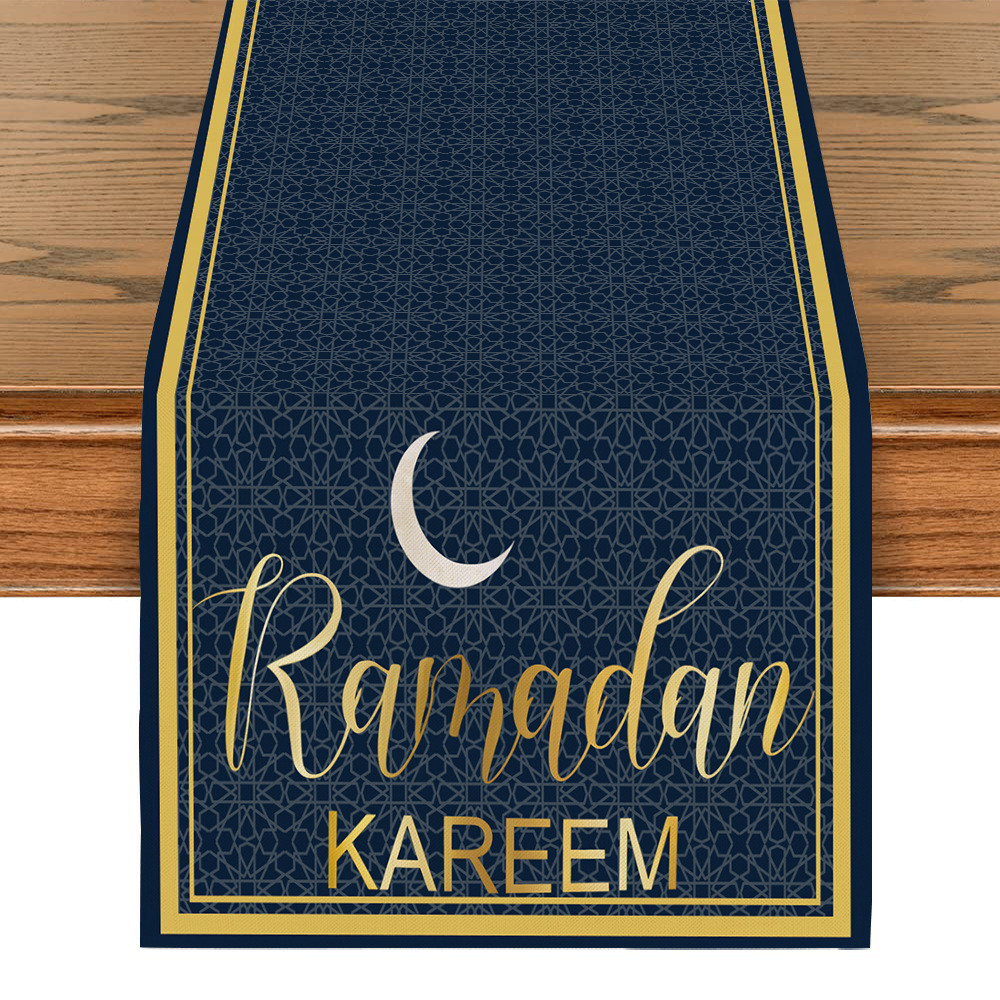 Ramadan Kareem Table Cover Hari Raya Decorations 2025 Dark Moon Stars ...