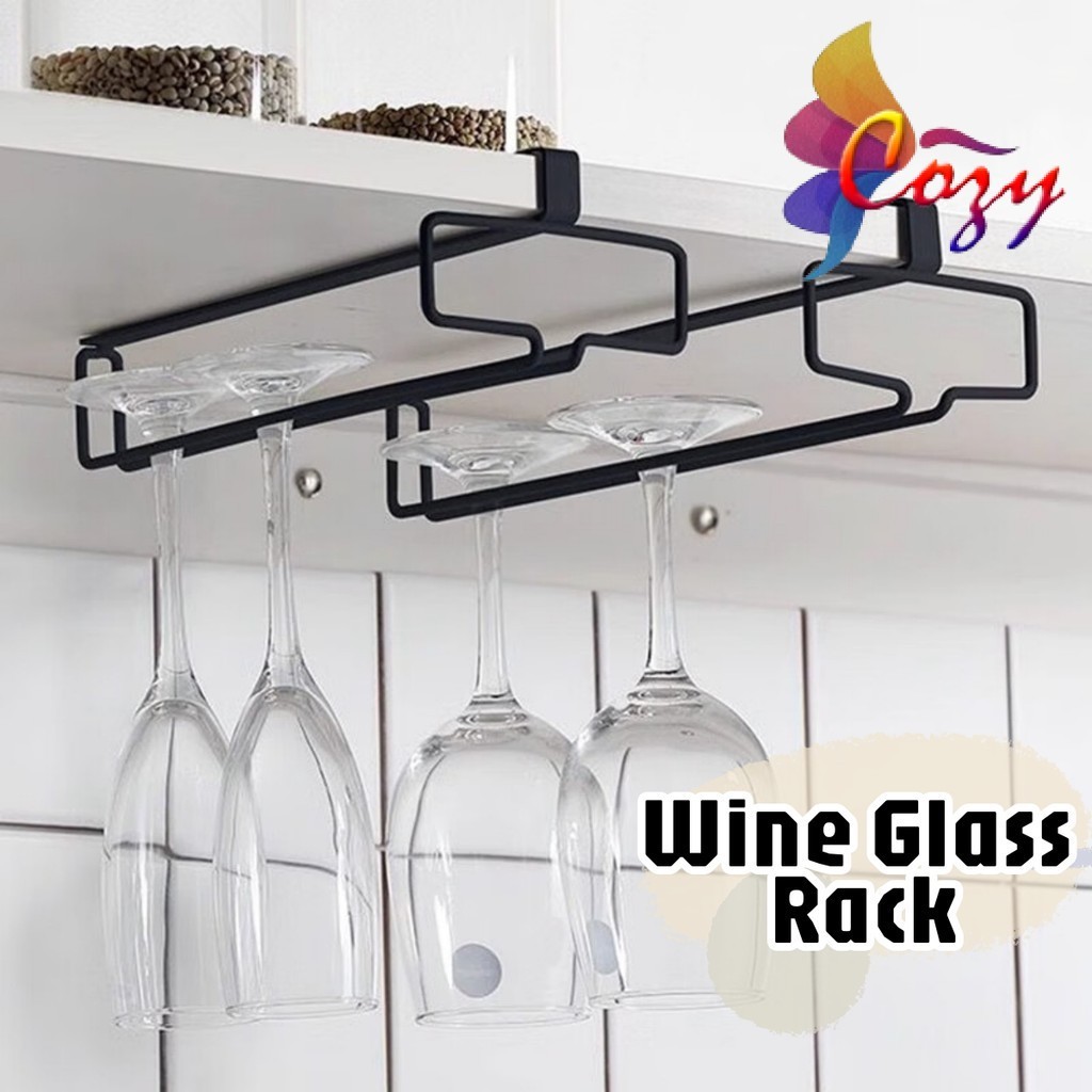 Wine Glass Holder Metal Under Cabinet Wine Glass Hanging Rack Single ...