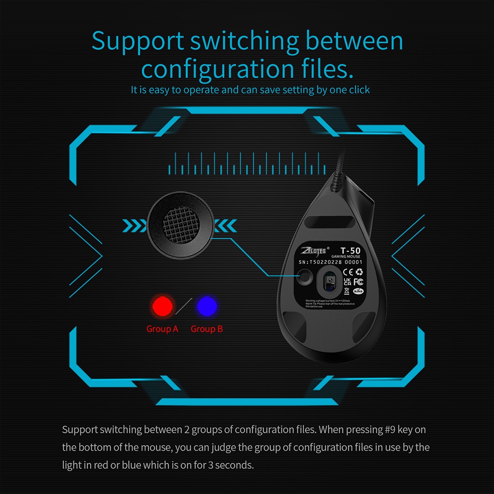 Zelotes T Vertical Gaming Mouse Dpi Buttons Programmable Rgb