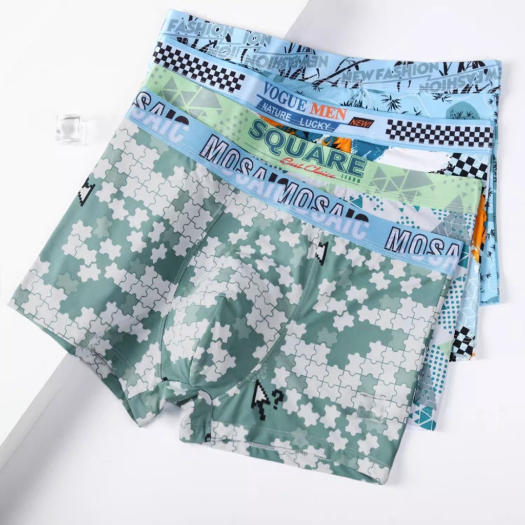 4PCS Men Breathable Boxer Panties Loose Cotton Antibacterial