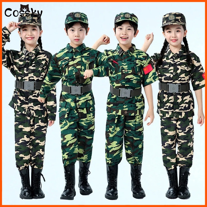 Boys Girls Special Forces Soldier Costume for Child Army Military ...