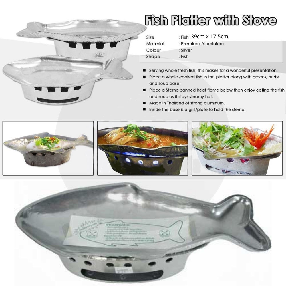 Aluminium Thai Style Fish Platter Steam Fish with Stove Fire Keep Warm