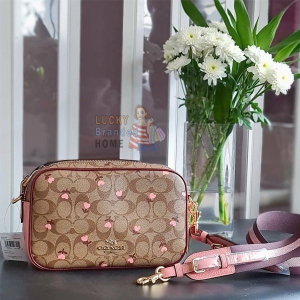 (100 Original) Coach JES CROSSBODY in SIGNATURE HEART FLORAL PRINT