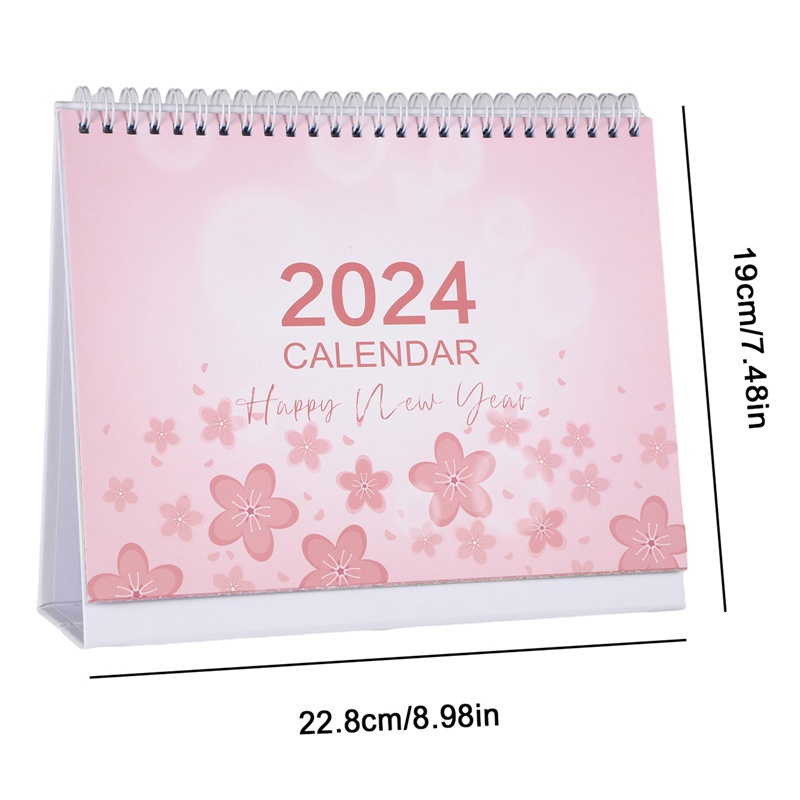 QX 1pc 12 sheets 2024 Calendar Pink Color Time Management Planner With ...