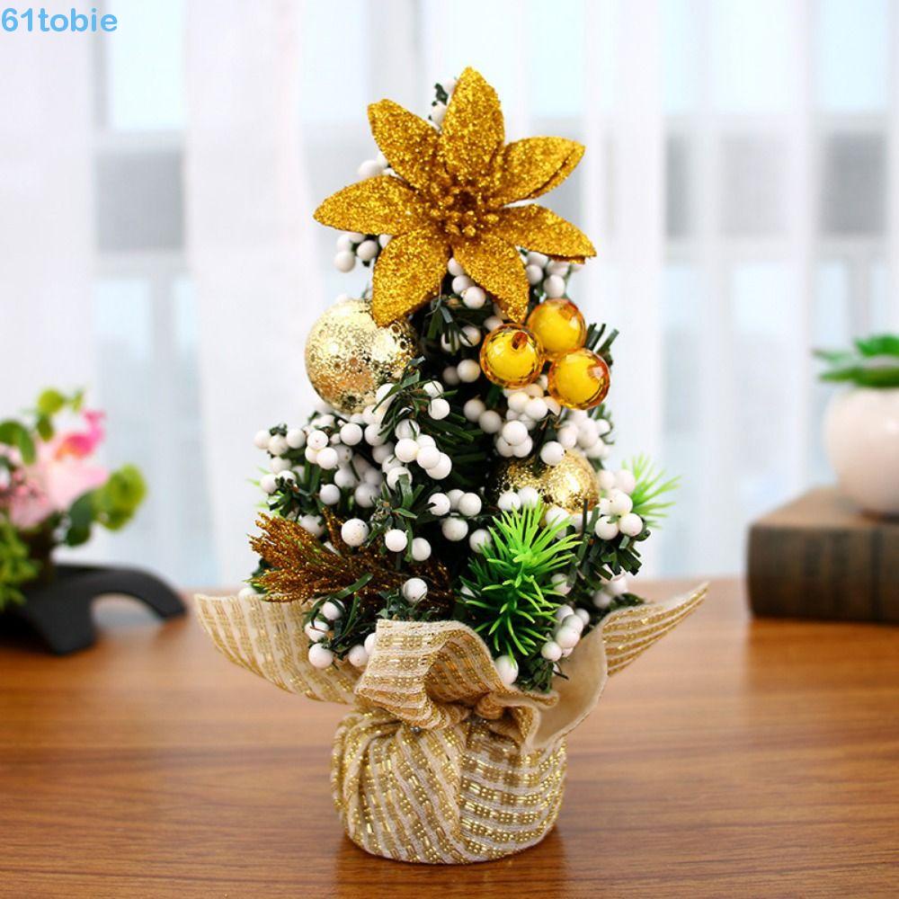 TOBIE Mini Christmas Tree with Base, Decorative Christmas Tree Tabletop ...